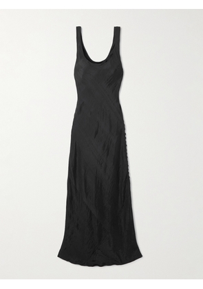 ALIX OF BOHEMIA - Adele Button-embellished Silk-faille Midi Dress - Black - x small,small,medium,large