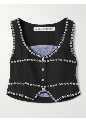 ALIX OF BOHEMIA - Mossie Studded Cotton Vest - Black - x small,small,medium,large,x large