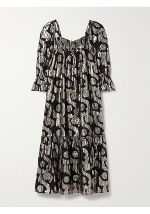 ALIX OF BOHEMIA - Lilium Cotton And Lurex-blend Midi Dress - Black - x small,small,medium,large,x large