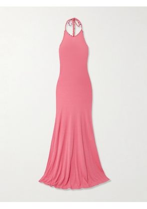 Christopher Esber - Embellished Cotton-blend Bouclé Halterneck Maxi Dress - Pink - xx small,x small,small,medium,large