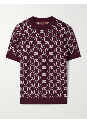 Gucci - Jacquard-knit Wool-blend Sweater - Burgundy - XXXS,XXS,XS,S,M,L,XL,XXL,XXXL