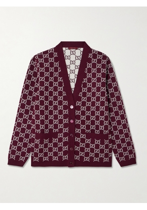 Gucci - Reversible Jacquard-knit Wool-blend Cardigan - Burgundy - XXXS,XXS,XS,S,M,L,XL,XXL,XXXL