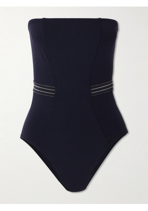 Eres - Evening Pétillant Strapless Metallic Striped Grosgrain-trimmed Swimsuit - Black - FR 38,FR 40,FR 42,FR 44,FR 46