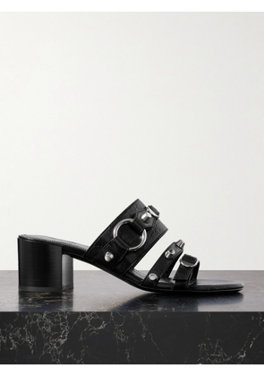 Balenciaga - City Embellished Crinkled-leather Mules - Black - IT36,IT36.5,IT37,IT37.5,IT38,IT38.5,IT39,IT39.5,IT40,IT40.5