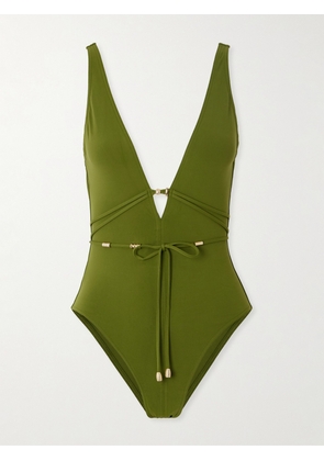 Eres - Trésor Lagon Embellished Open-back Swimsuit - Green - FR 38,FR 40,FR 42,FR 44