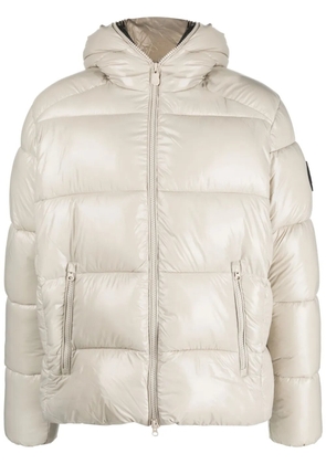 Save The Duck logo-patch puffer jacket - Neutrals