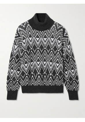 Varley - Ida Fair Isle Knitted Turtleneck Sweater - Gray - xx small,x small,small,medium,large,x large