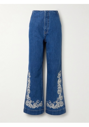 ALÉMAIS - Jacones Embroidered Mid-rise Straight-leg Jeans - Blue - UK 4,UK 6,UK 8,UK 10,UK 12,UK 14,UK 16