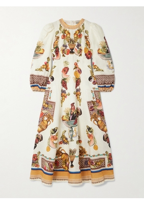 ALÉMAIS - Mercado Printed Linen Midi Dress - Multi - UK 6,UK 8,UK 10,UK 12,UK 14,UK 16