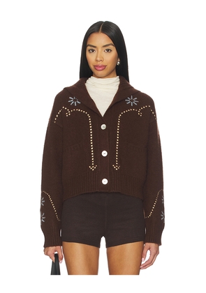 Calle Del Mar Cashmere Western Cardigan in Chocolate. Size L. Also in XS, S, M.