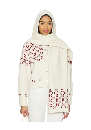 Calle Del Mar Winter Fair Isle Hoodie Scarf in Ivory.