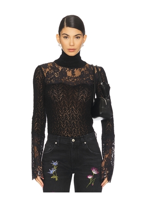 Blumarine Knit Lace Top in Black. Size L. Also in S, XS.
