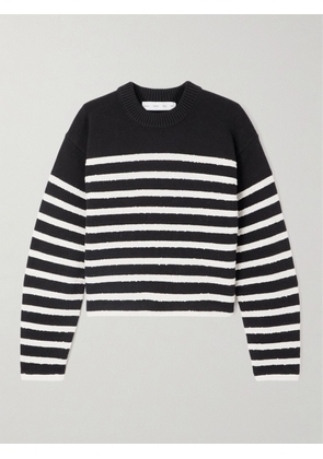 Proenza Schouler White Label - Nia Cropped Striped Cotton-blend Sweater - Black - xx small,x small,small,medium,large,x large