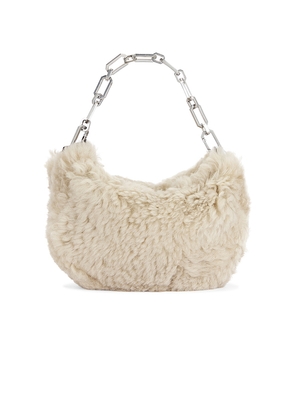 ALLSAINTS Madea Mini Shearling Bag in Cream.