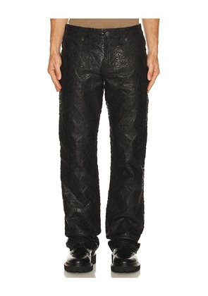 Affliction Quilted Cross Leather Pant in Black. Size 30. Also in 31, 32, 33, 34.