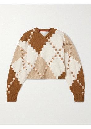 RÙADH - The Ava Jacquard-knit Wool Sweater - Brown - x small,small,medium,large