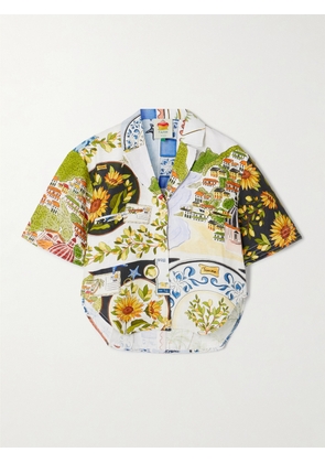 Farm Rio - Cropped Printed Linen-canvas Shirt - Multi - xx small,x small,small,medium,large,x large