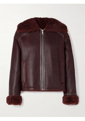 Yves Salomon - Shearling-trimmed Leather Jacket - Burgundy - FR 34,FR 36,FR 38,FR 40,FR 42,FR 44