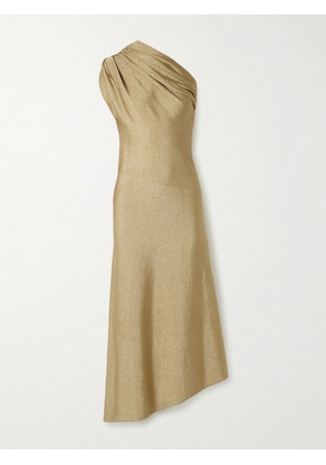KHAITE - Coast Asymmetric One-shoulder Draped Lurex Dress - Gold - x small,small,medium,large