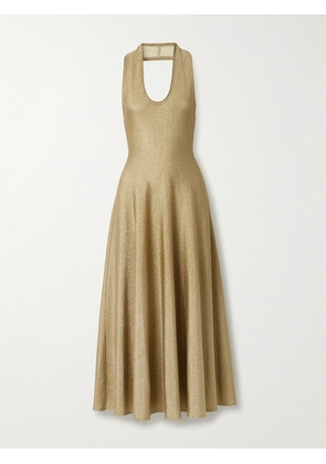 KHAITE - Melina Lurex Halterneck Midi Dress - Gold - x small,small,medium