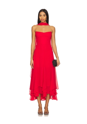 Amanda Uprichard Monterey Dress With Scarf in Red. Size L. Also in M, S, XL, XS.
