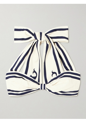 ALÉMAIS - Marine Striped Organic Cotton Halterneck Bralette - Cream - UK 4,UK 6,UK 8,UK 10,UK 12,UK 14,UK 16