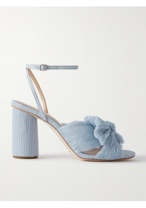 Loeffler Randall - Camellia Bow-embellished Plissé-organza Sandals - Blue - US5,US6,US7,US8,US9,US10,US11,US12