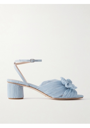 Loeffler Randall - Dahlia Bow-embellished Plissé-organza Sandals - Blue - US5,US6,US7,US8,US9,US10,US11,US12