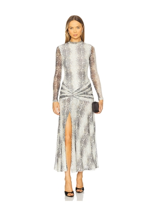 Bardot Lea Printed Mesh Dress in Grey. Size L. Also in M, S, XL, XS.