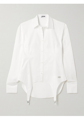 Jean Paul Gaultier - Embellished Stretch-cotton Shirt - White - FR 34,FR 36,FR 38,FR 40,FR 42,FR 44