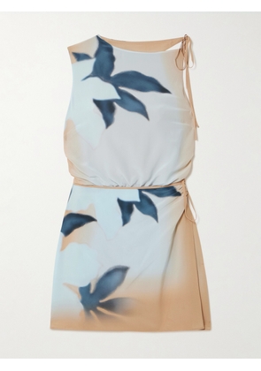 SIR. - Open-back Silk Crepe De Chine Mini Dress - Blue - 00,1,2,3,4