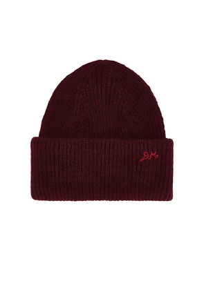 Damson Madder DM Logo Beanie in Burgundy.