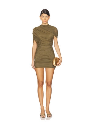 Amanda Uprichard Evianna Dress in Olive. Size L. Also in M, S, XS.