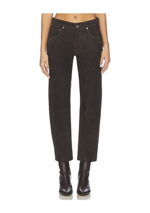 Citizens of Humanity Winslow Suede Low Rise Boyfriend in Chocolate. Size 23. Also in 27, 28, 29.