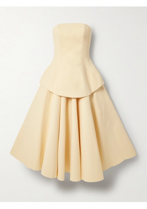 Solace London - Ada Strapless Layered Gathered Crepe Midi Dress - Cream - UK 4,UK 6,UK 8,UK 10,UK 12,UK 14,UK 16