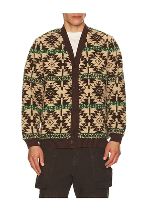 Beams Plus Cardigan Boa Jacquard in Brown. Size M. Also in L, S.