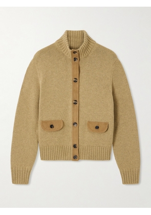 Loro Piana - Parksville Suede-trimmed Cashmere Cardigan - Brown - IT36,IT38,IT40,IT42,IT44,IT46,IT48,IT50