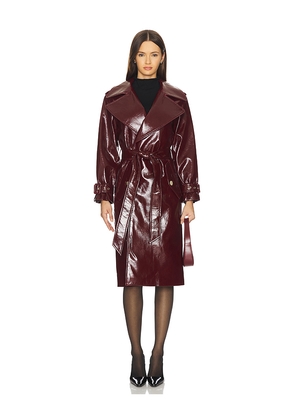 Alice + Olivia Nevada Vegan Leather Trench Coat in Red. Size M. Also in S.