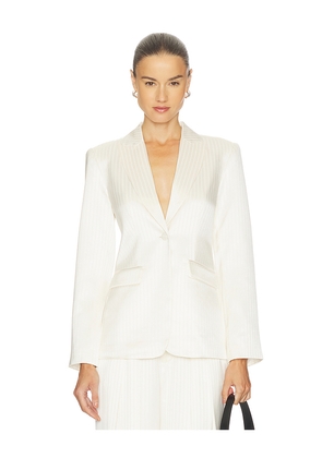Cinq a Sept Georgia Satin Stripe Cheyenne Blazer in Ivory. Size 0. Also in 2.