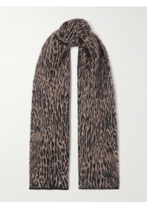 SAINT LAURENT - Leopard-print Mohair-blend Scarf - Brown - One size
