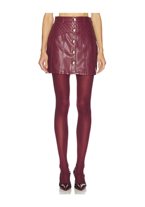 Cinq a Sept Faux Leather Claudia Skirt in Burgundy. Size 0. Also in 00, 10, 2, 6, 8.
