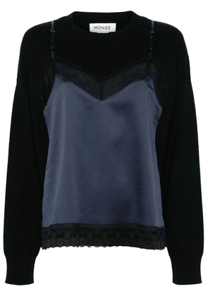 Monse slip-detailed wool-blend jumper - Black