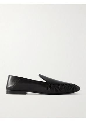 SAINT LAURENT - Alain Collapsible-heel Gathered Leather Loafers - Brown - EU 37,EU 38,EU 39,EU 40
