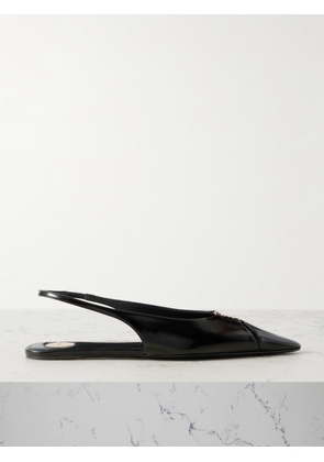 SAINT LAURENT - Babylone Embellished Leather Slingback Point-toe Flats - Black - EU 36,EU 37,EU 38,EU 39,EU 40,EU 41