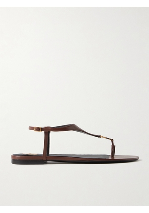 SAINT LAURENT - Cassandra Logo-embellished Leather Slingback Sandals - Brown - EU 36,EU 37,EU 38,EU 39,EU 40