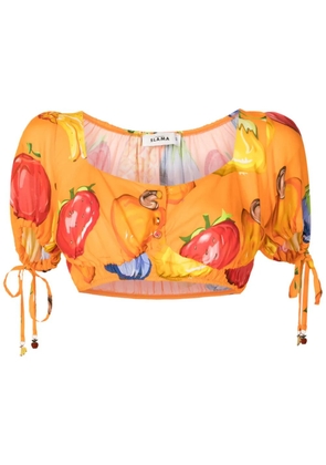 Amir Slama graphic-print cropped blouse - Orange