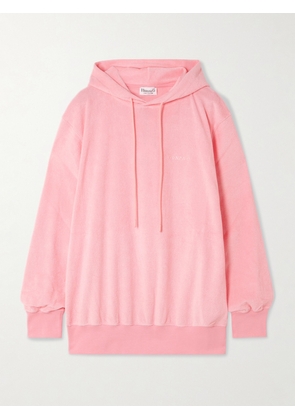 Hunza G - Embroidered Cotton-terry Hoodie - Pink - small,medium,large,x large