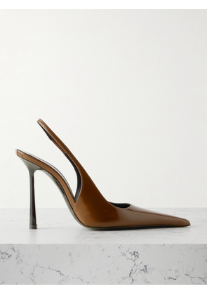 SAINT LAURENT - Vendôme Glossed-leather Slingback Pumps - Brown - EU 37,EU 38,EU 39