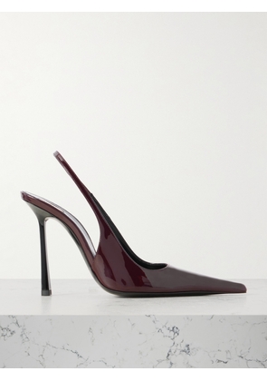 SAINT LAURENT - Vendôme Glossed-leather Slingback Pumps - Burgundy - EU 37,EU 38,EU 39,EU 40