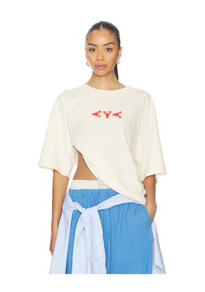 Araminta James Lobster Tee in Cream. Size L. Also in M, S, XL, XS.